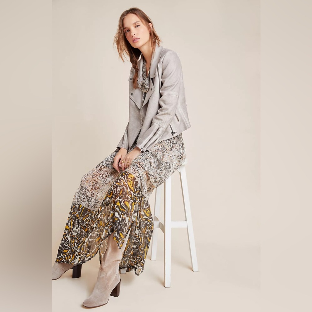 Anthro Marrakech Python Snake Gray Sueded Moto Ja… - image 5